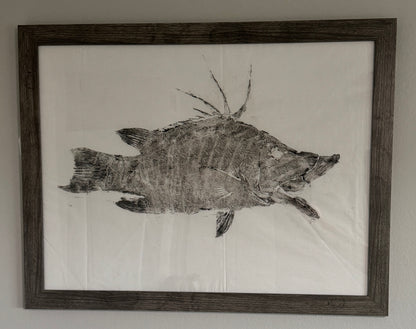Detailed fish scale impression on gyotaku printing cloth – Fishin Prints Standard Pack fish printing kit result