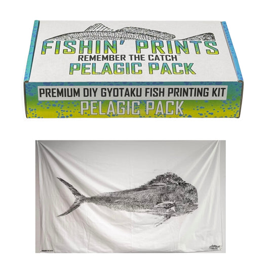 Fishin' Prints Pelagic Pack DIY Gyotaku fish printing kit - two 60X36 inch sheets of cloth to print your catch! - Prints up to 15 catches or two full size prints- Gift for Fishermen - Gyotaku Fish Printing Supplies - Fish Printing